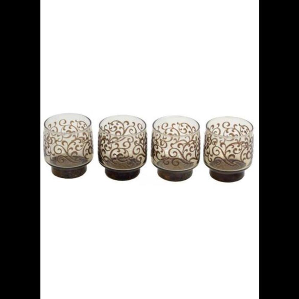 4 x Retro Brown Swirl Rocks Glasses Barware Vintage circa 60